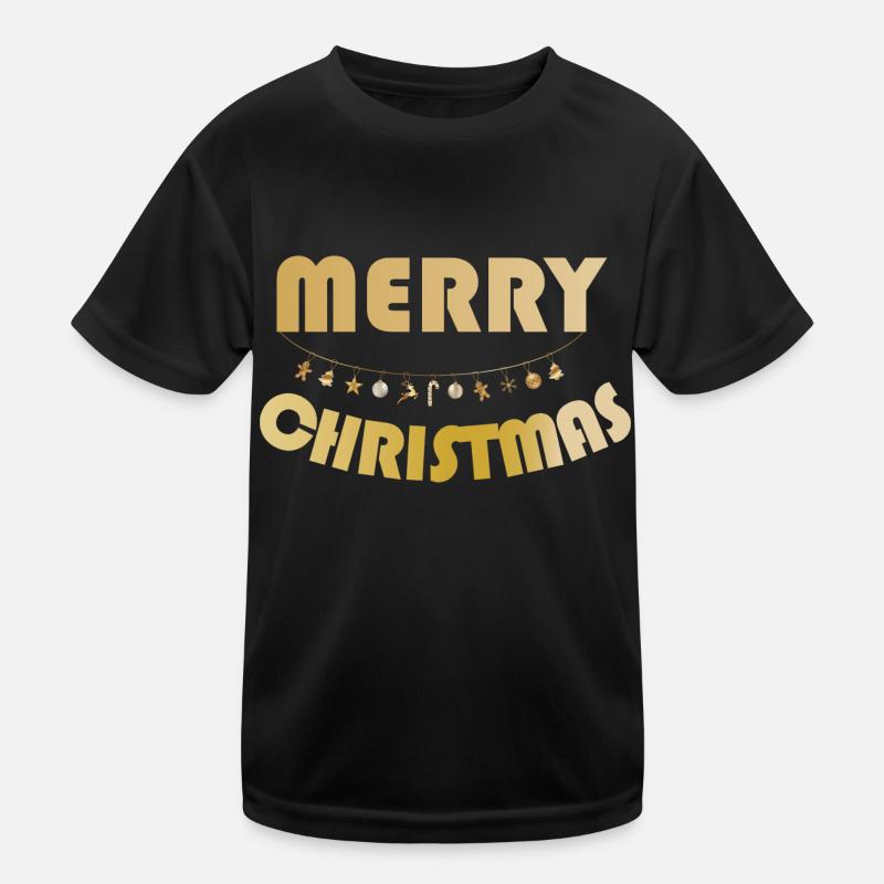 Guirlande lumineuse dorée de Joyeux Noël T-shirt sport Enfant