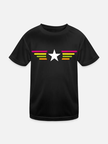Je suis une star avec des ailes - T-shirt sport Enfant - noir - Devant