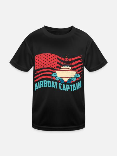 Airboat Captain Hydroplane Air Boat Propeller Swam - Kinder Funktions-T-Shirt - Schwarz - Vorne