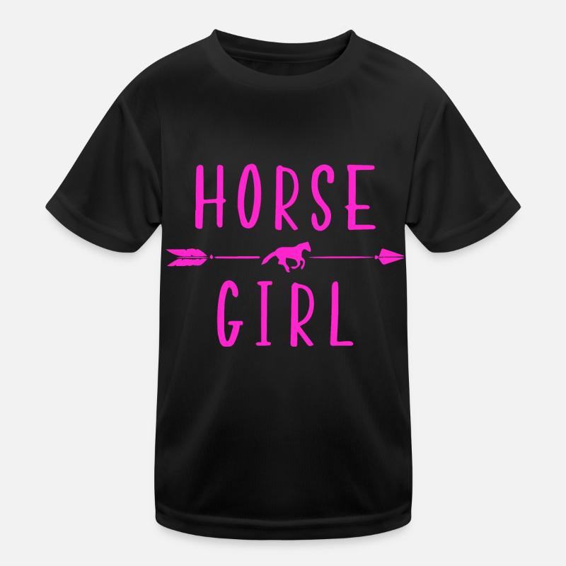 Pferdemädchen Silouette Herz Liebe Kinder Funktions-T-Shirt