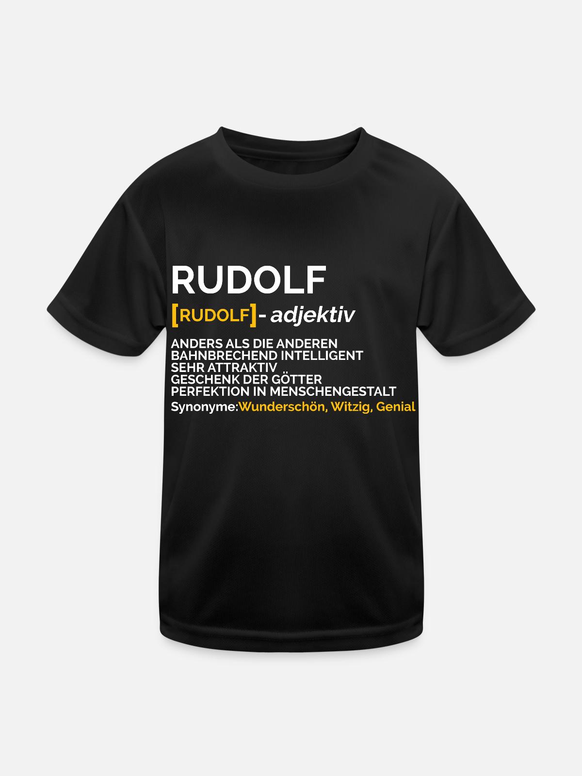 Rudolf - Kinder Funktions-T-Shirt - Schwarz - Vorne
