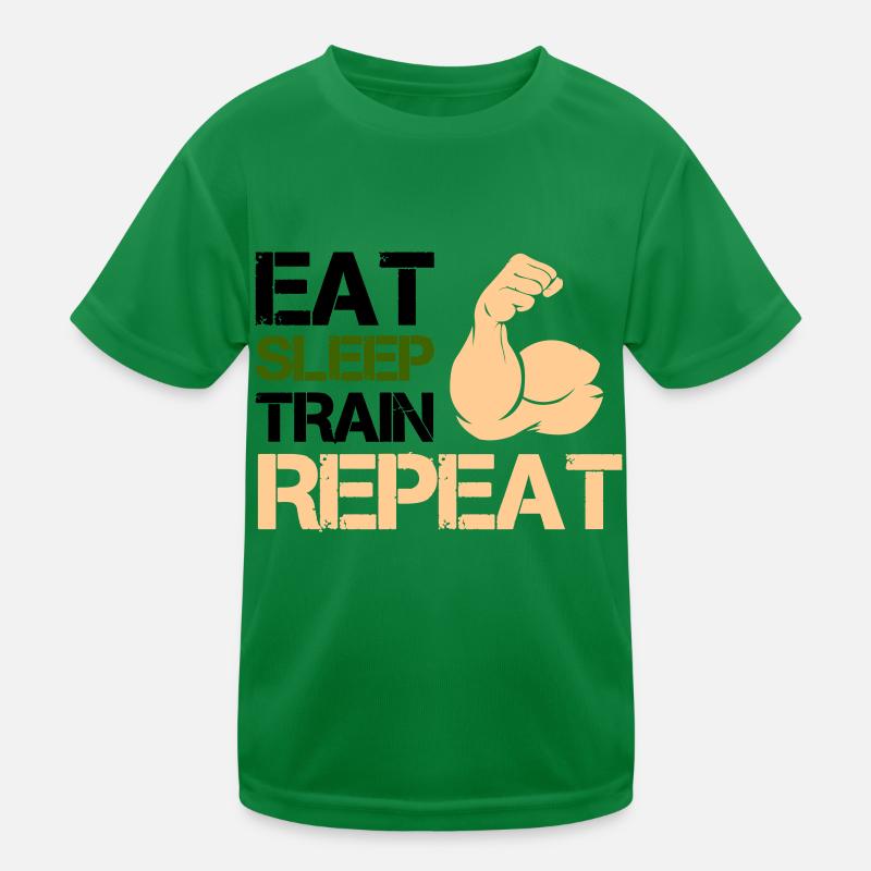 Biceps Eat Sleep Train Kids Functional T-Shirt