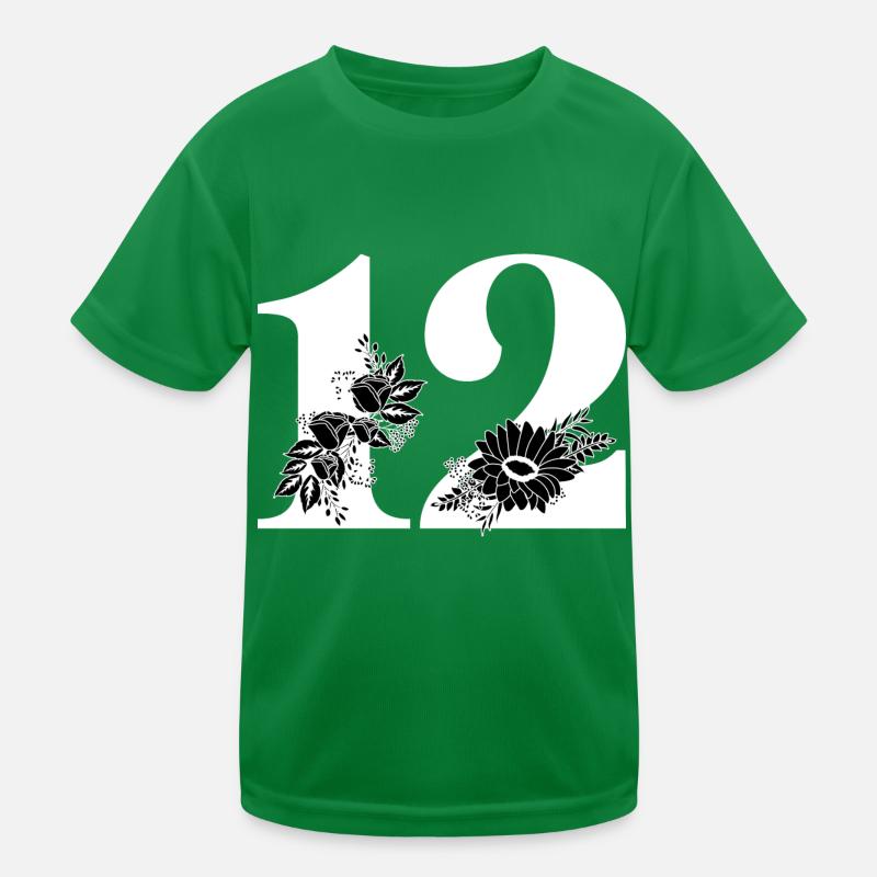 Nummer 12 Schwarze Blumen - 12. Blumengeburtstag Kinder Funktions-T-Shirt