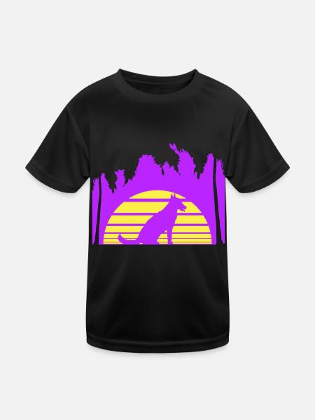 Hund Strand Urlaub Sonne Meer Palmen Ferien Schön - Kinder Funktions-T-Shirt - Schwarz - Vorne