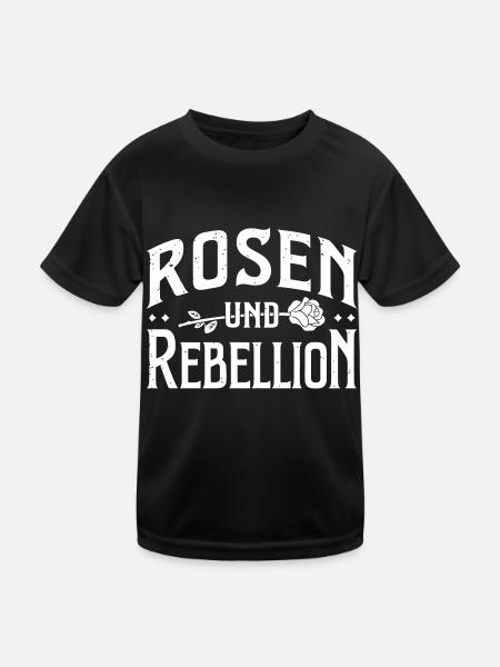 Rosen und Rebellion - Kinder Funktions-T-Shirt - Schwarz - Vorne