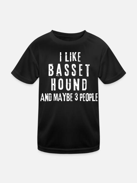 Basset Hound - Kinder Funktions-T-Shirt - Schwarz - Vorne