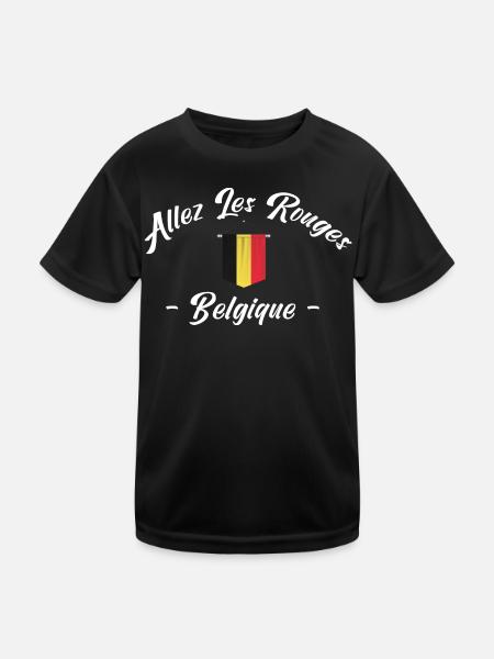 allez les diables Rouge. supporter Belgique. - T-shirt sport Enfant - noir - Devant