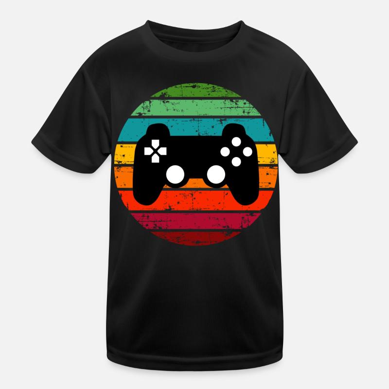 Gaming Controller Retro Sunset Gamer Kids Functional T-Shirt