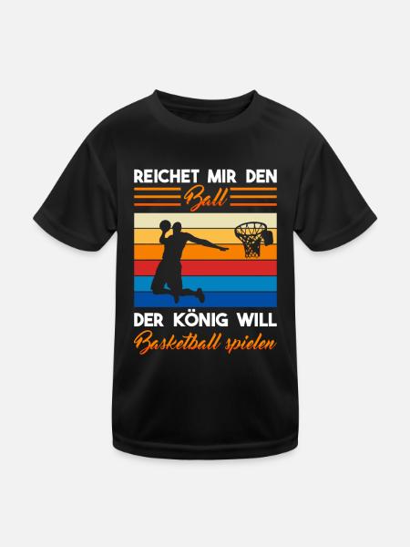Basketball spielen Ball Basketballer Spieler Sport - Kinder Funktions-T-Shirt - Schwarz - Vorne