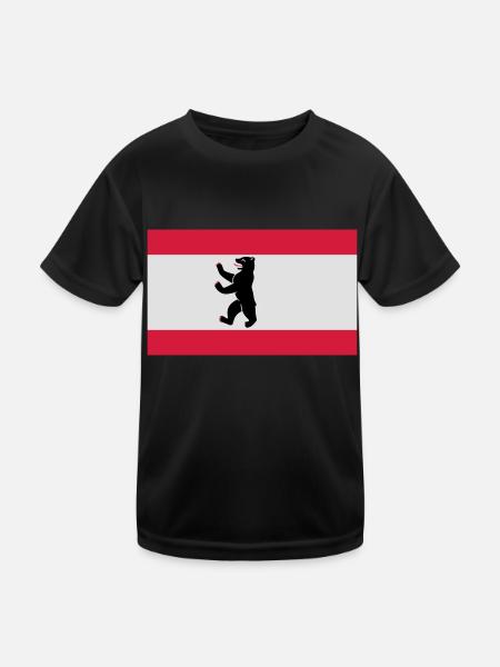 Flagge von Berlin - Kinder Funktions-T-Shirt - Schwarz
