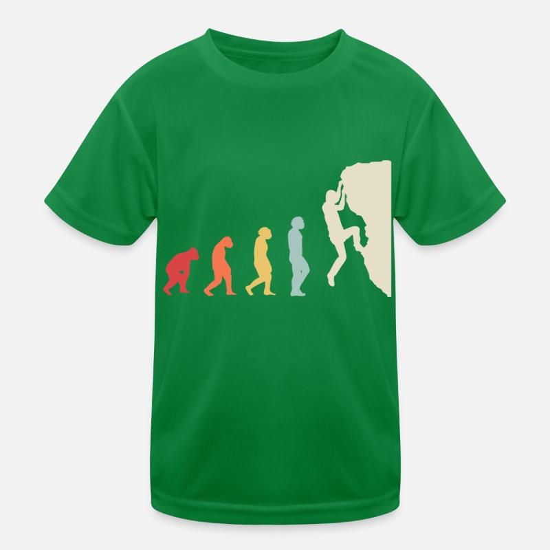 Bouldern Klettern Evolution Bergsteiger Vintage Kinder Funktions-T-Shirt