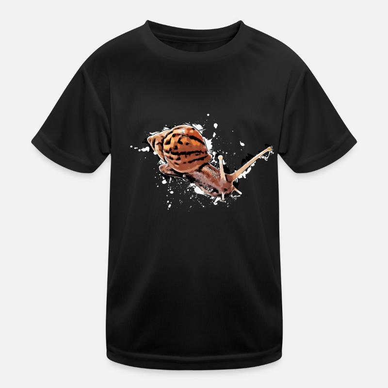 snail with dots - Kinder Funktions-T-Shirt - Schwarz