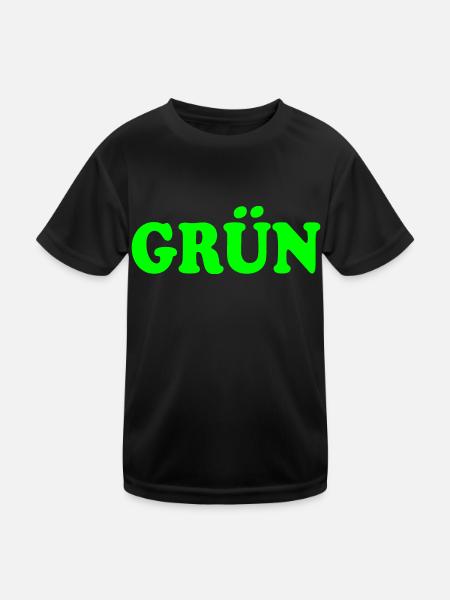 Grün - Kinder Funktions-T-Shirt - Schwarz - Vorne
