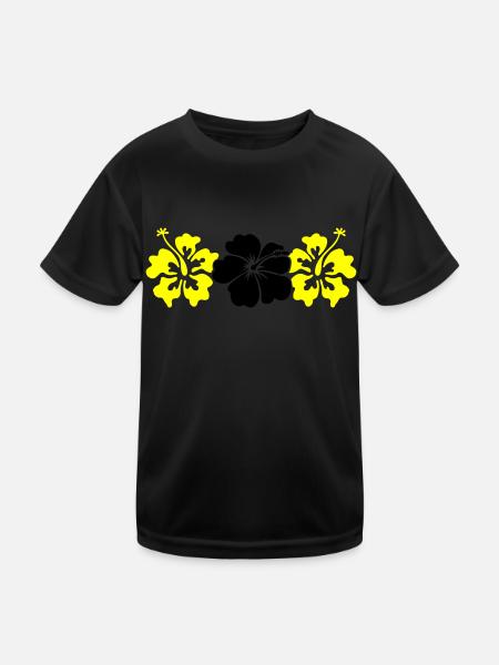 Hibiscus Flowers - Kids Functional T-Shirt - black - Front