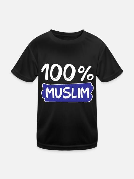 100% Muslim - Muslims - Islam - Kids Functional T-Shirt - black - Front