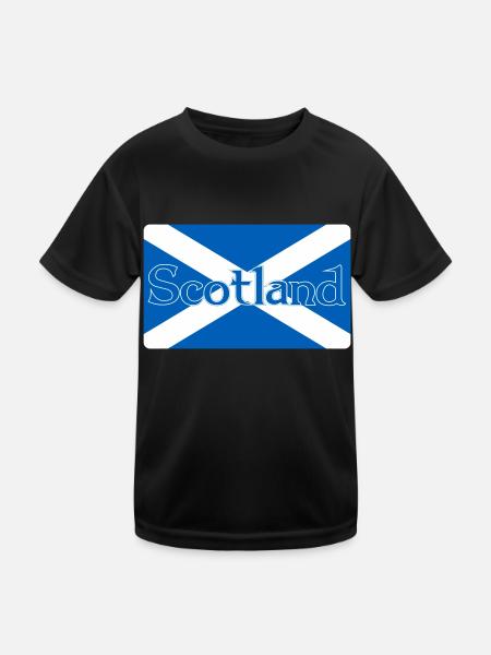 Scotland Flag with text on top - Kids Functional T-Shirt - black - Front