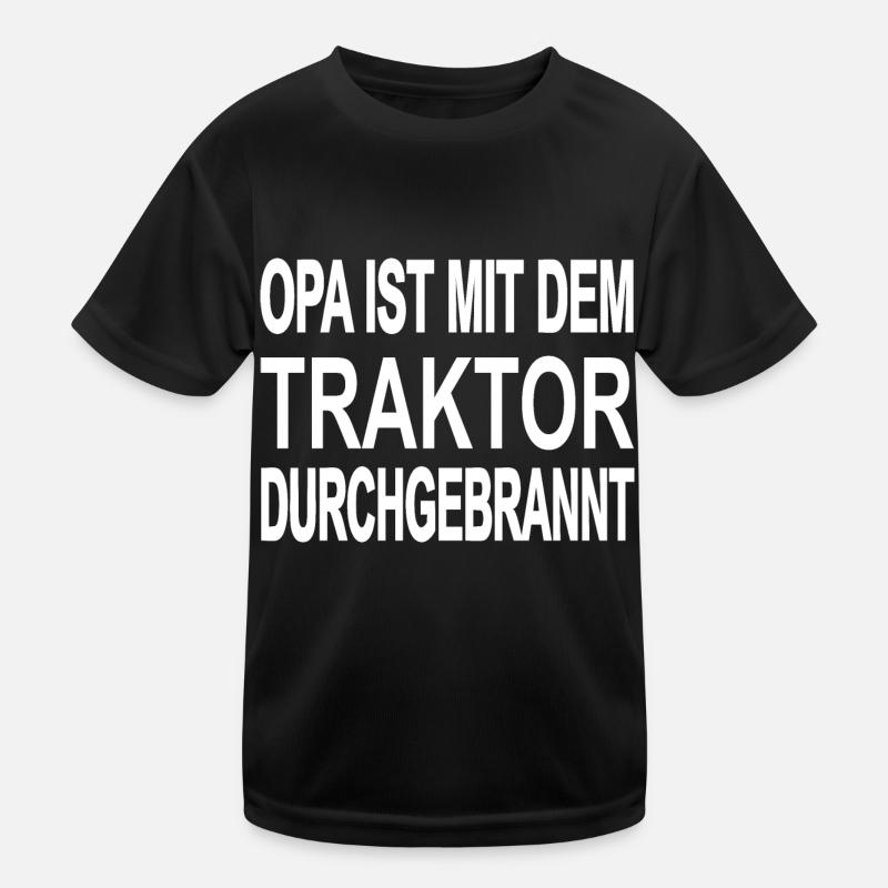 Traktor - Kinder Funktions-T-Shirt - Schwarz