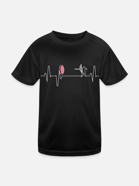 Archery Heartbeat Shirt Gift Arrow & Bow - Kinder Funktions-T-Shirt - Schwarz - Vorne