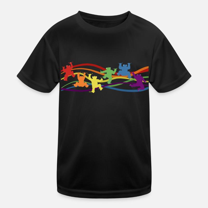 kletternde Bären in Regenbogenfarben, Pride Outfit Kinder Funktions-T-Shirt