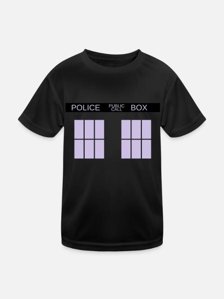 Tardis - Kinder Funktions-T-Shirt - Schwarz