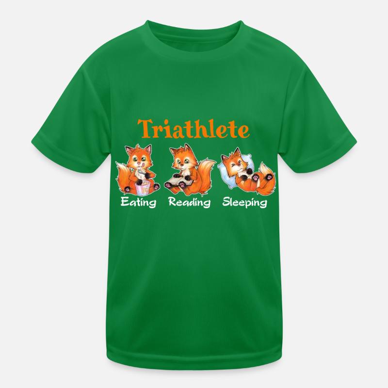 Triathlete Eating Reading Sleeping - Cute Fox Kinder Funktions-T-Shirt