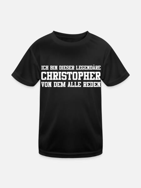 Christopher Name Design - Kinder Funktions-T-Shirt - Schwarz - Vorne