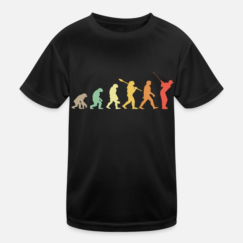 Golf Evolution Retro Gift For Golfers - Kids Functional T-Shirt - black