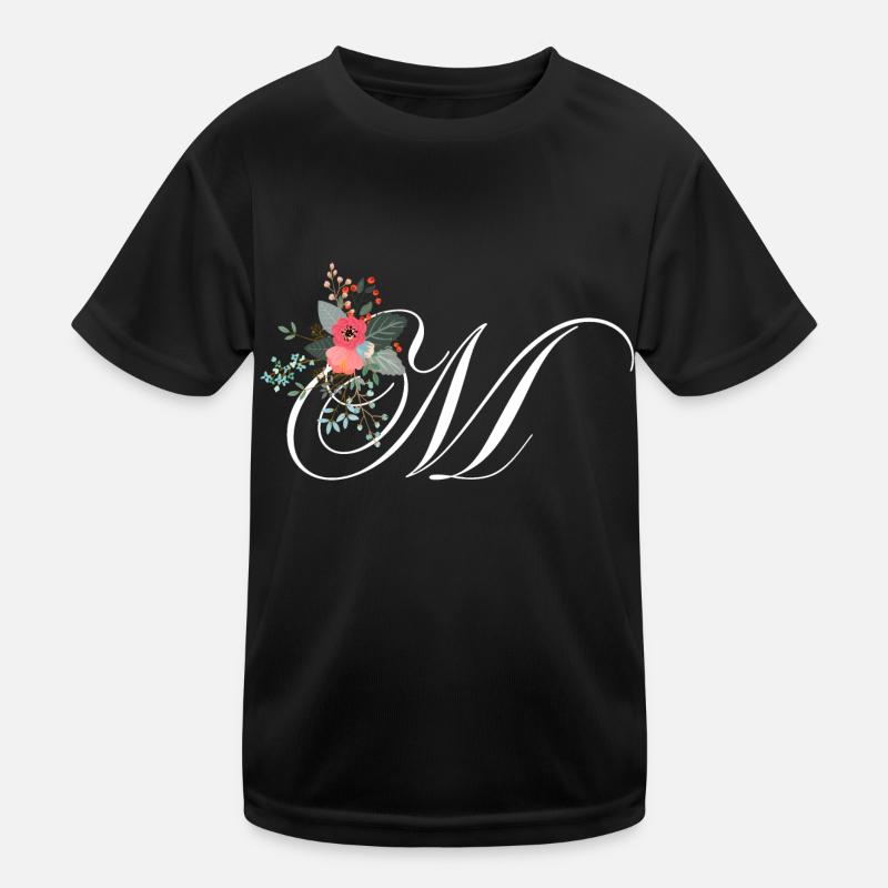 Buchstabe m blumig Kinder Funktions-T-Shirt