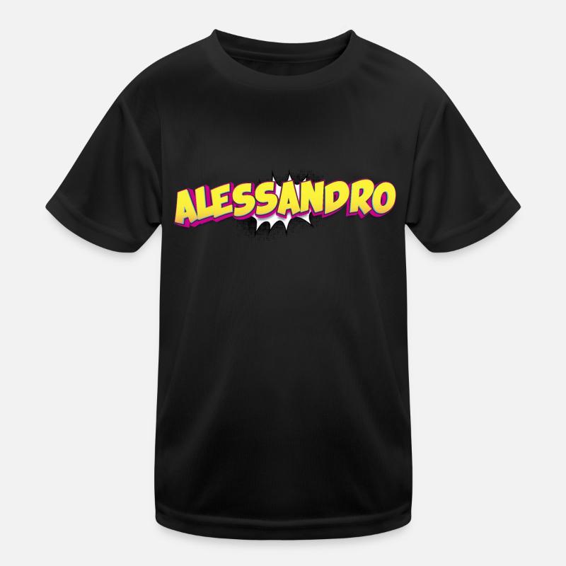Alessandro Benutzerdefinierter Name Comic-Stil Pop-Art, Kinder Funktions-T-Shirt
