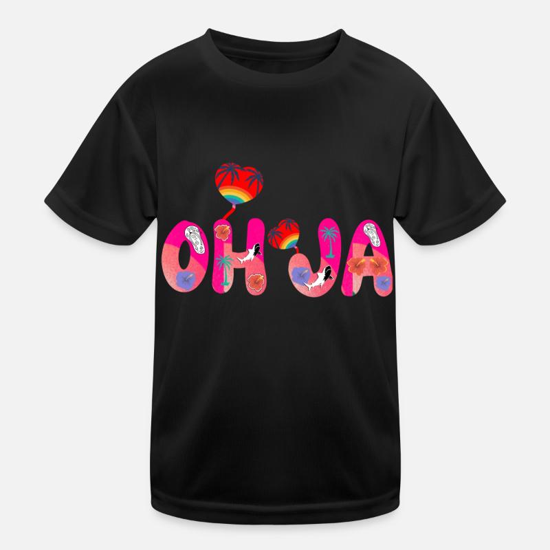 oh ja text adrettes rosa Kinder Funktions-T-Shirt