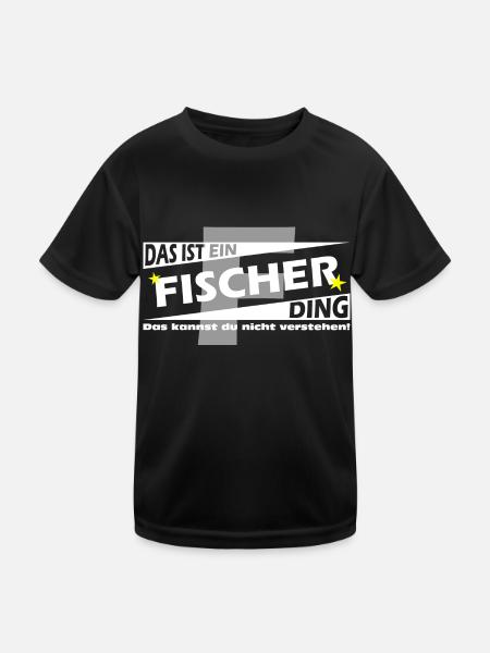 Fischer Ding - Kinder Funktions-T-Shirt - Schwarz - Vorne