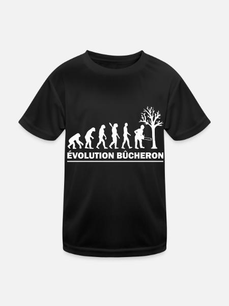 Évolution bûcheron - humour homme - T-shirt sport Enfant - noir - Devant