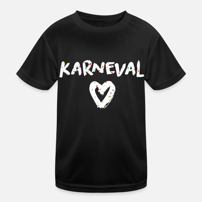 Karneval Herz - Kinder Funktions-T-Shirt - Schwarz