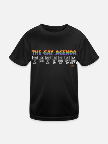 The Gay Agenda Be Gay Pride Bisexual Love Rainbow - Kinder Funktions-T-Shirt - Schwarz - Vorne