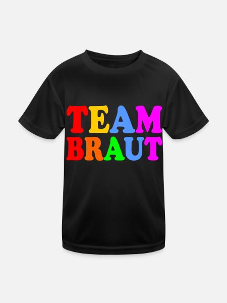 Team braut - Kinder Funktions-T-Shirt - Schwarz - Vorne