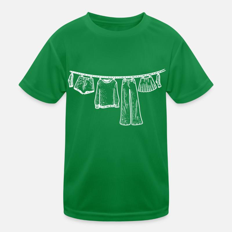Laundry Clothesline Hand Drawn Funny Kids Functional T-Shirt