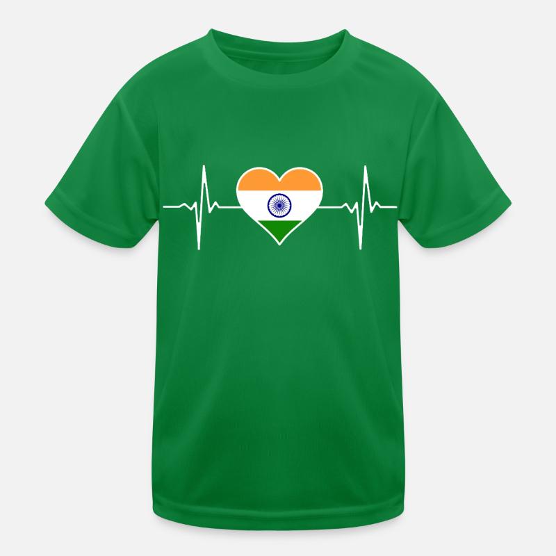 India Flag Heartbeat Kids Functional T-Shirt