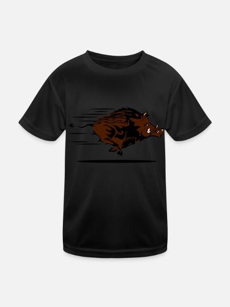 wild boar - Kids Functional T-Shirt - black - Front