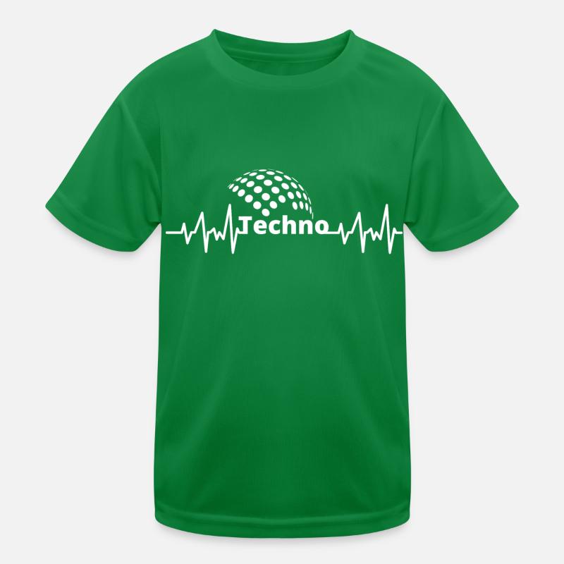 Techno Beat Herz EKG I love Techno Kinder Funktions-T-Shirt