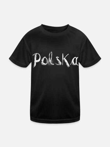 Polska, Polen, Poland - Kinder Funktions-T-Shirt - Schwarz - Vorne