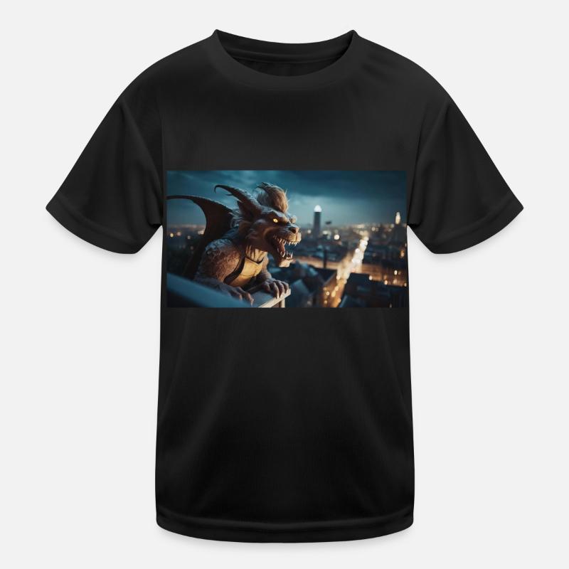 Gargoyle with an evil smile monster dark horror Kids Functional T-Shirt