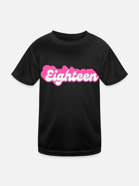 Eighteen birthday - 18th birthday retro pink - Kids Functional T-Shirt - black - Front
