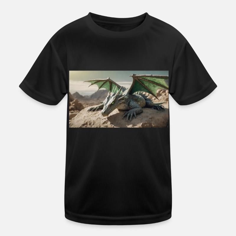 A realistic majestical green dragon is laying Kids Functional T-Shirt