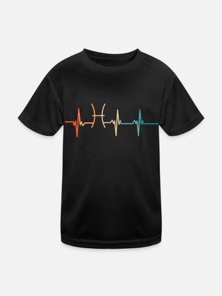 Fische Sternzeichen Herzschlag - Kinder Funktions-T-Shirt - Schwarz - Vorne