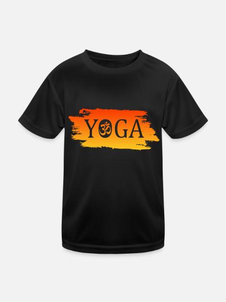 Yoga Om Namaste - Kinder Funktions-T-Shirt - Schwarz - Vorne