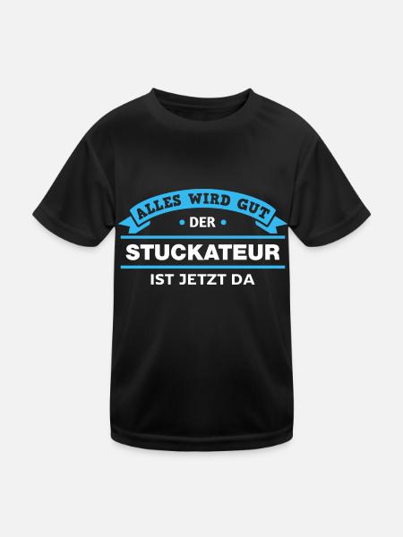 Stuckateur Design für stolze Handwerker - Kinder Funktions-T-Shirt - Schwarz - Vorne