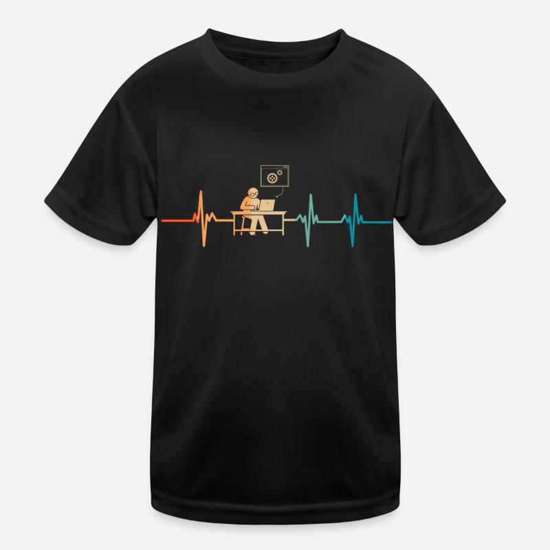 Heartbeat-Programmierer - Kinder Funktions-T-Shirt - Schwarz