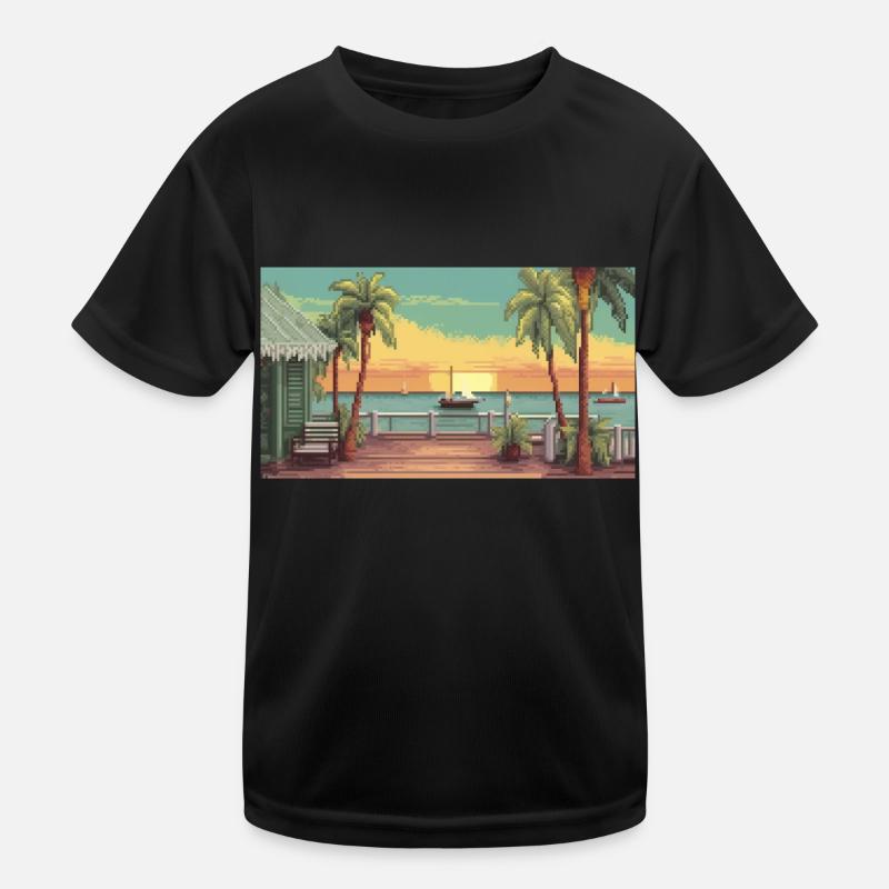 Key West, Florida - Pixel Art - Kids Functional T-Shirt - black