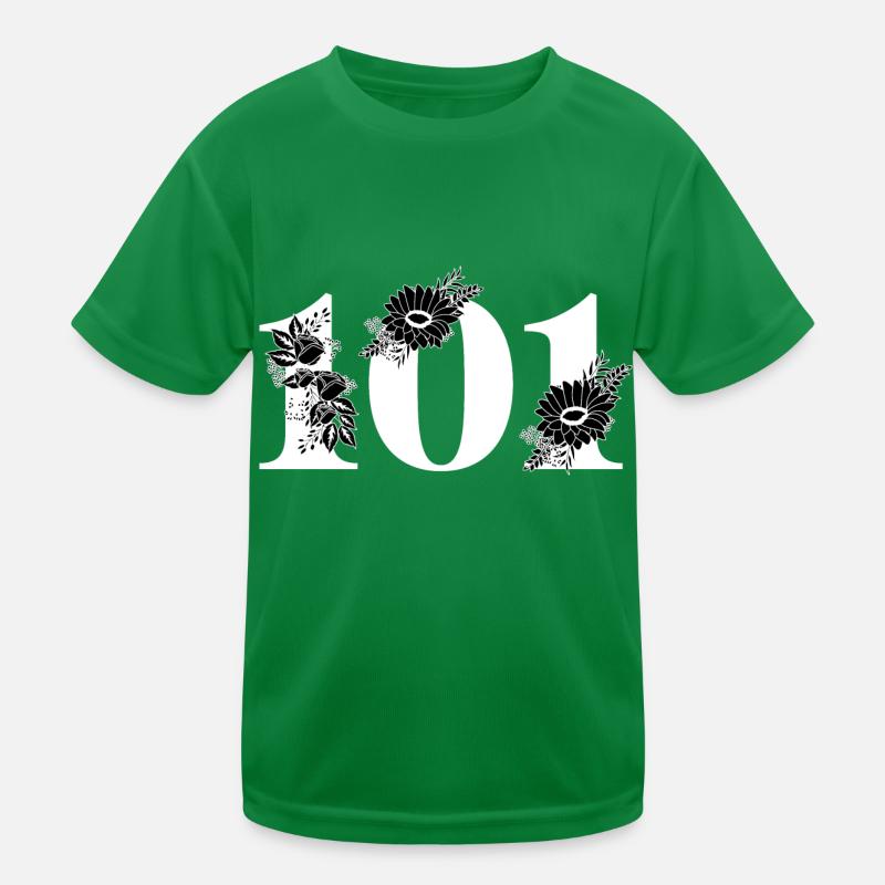 Nummer 101 Schwarze Blumen - 101. Blumengeburtstag Kinder Funktions-T-Shirt