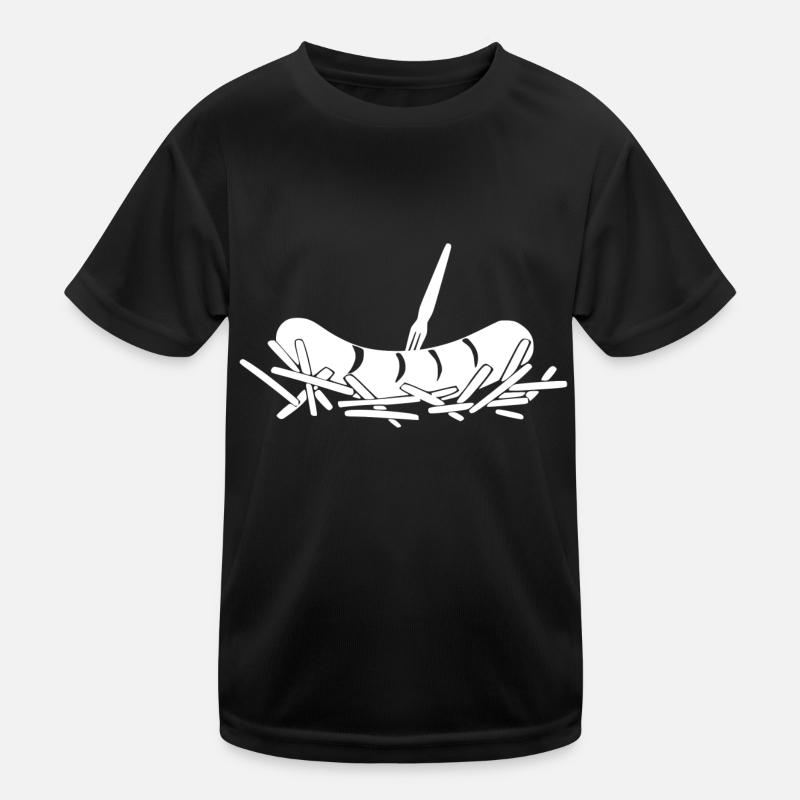 Pommes Currywurst - Kinder Funktions-T-Shirt - Schwarz
